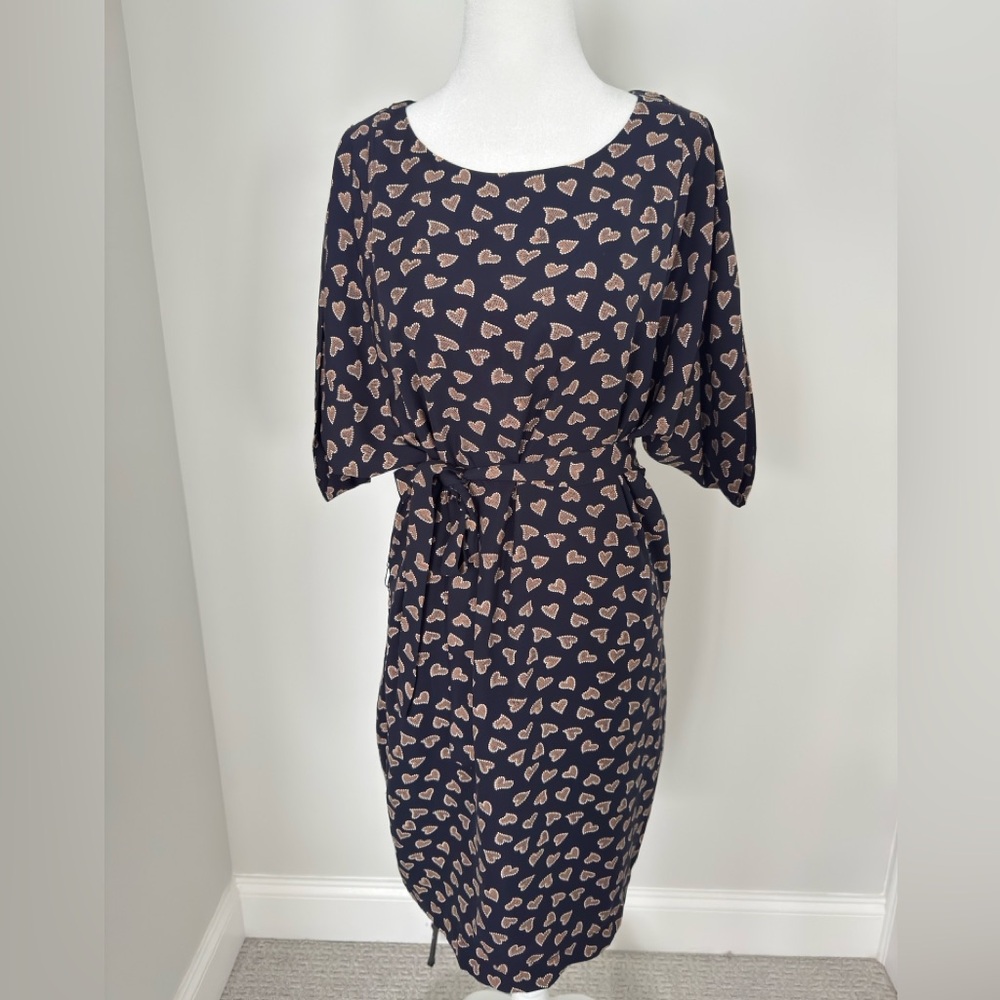 Heart Patterned Navy Dress